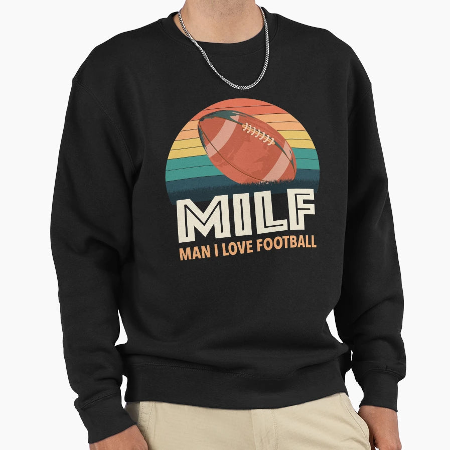 Milf I Love Football Sweatshirt - Minimalist Print for Adults - T-Shirt, Sweatshirt, Hoodie