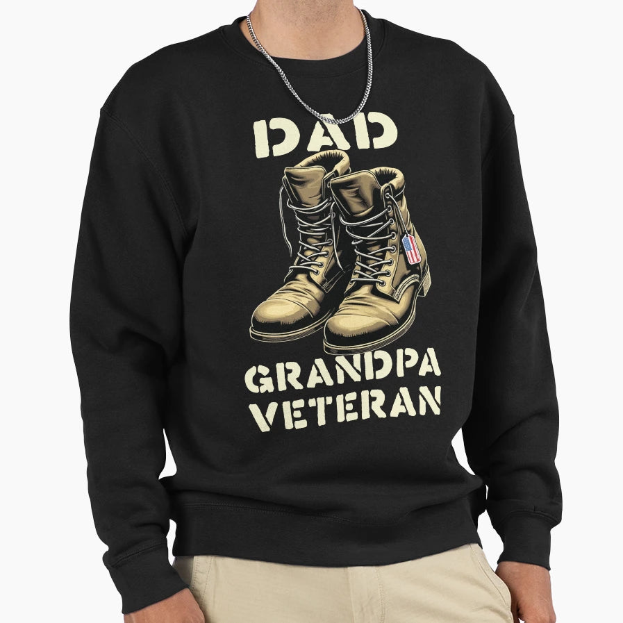 Proud Dad Grandpa Veteran Boots Sweatshirt - Custom Art Print for Adults - T-Shirt, Sweatshirt, Hoodie