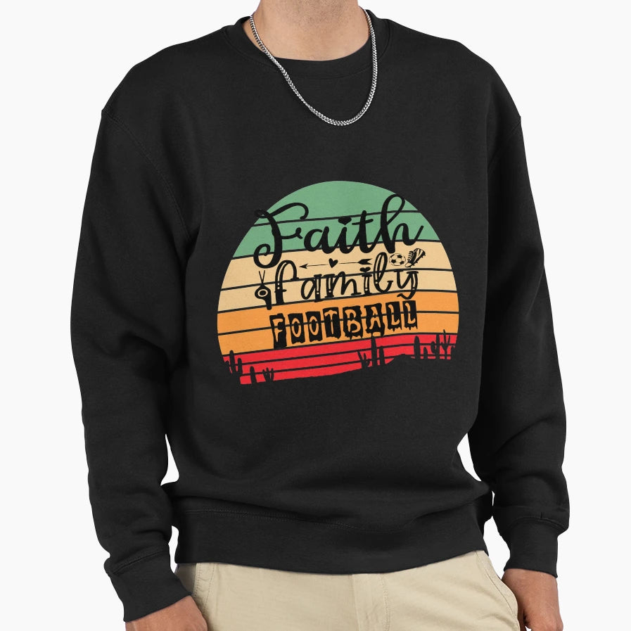 Faith Family Football Funny Football T-Shirt - Aesthetic Graphic Unisex - T-Shirt, Sweatshirt, Hoodie