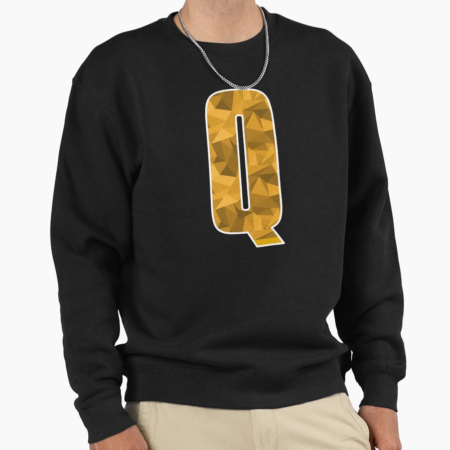 Letter Q Monogram Letter Art Yellow Sweatshirt - Unique Graphic Men Women - T-Shirt, Sweatshirt, Hoodie