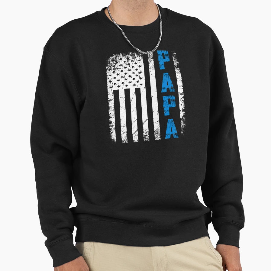 Papa Us Flag Veteran Military Dad Sweatshirt - Graphic Print for Adults - T-Shirt, Sweatshirt, Hoodie