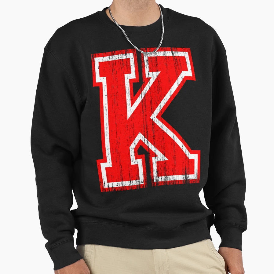 Big Red Letter K Sweatshirt - Minimalist Print Men Women - T-Shirt, Sweatshirt, Hoodie