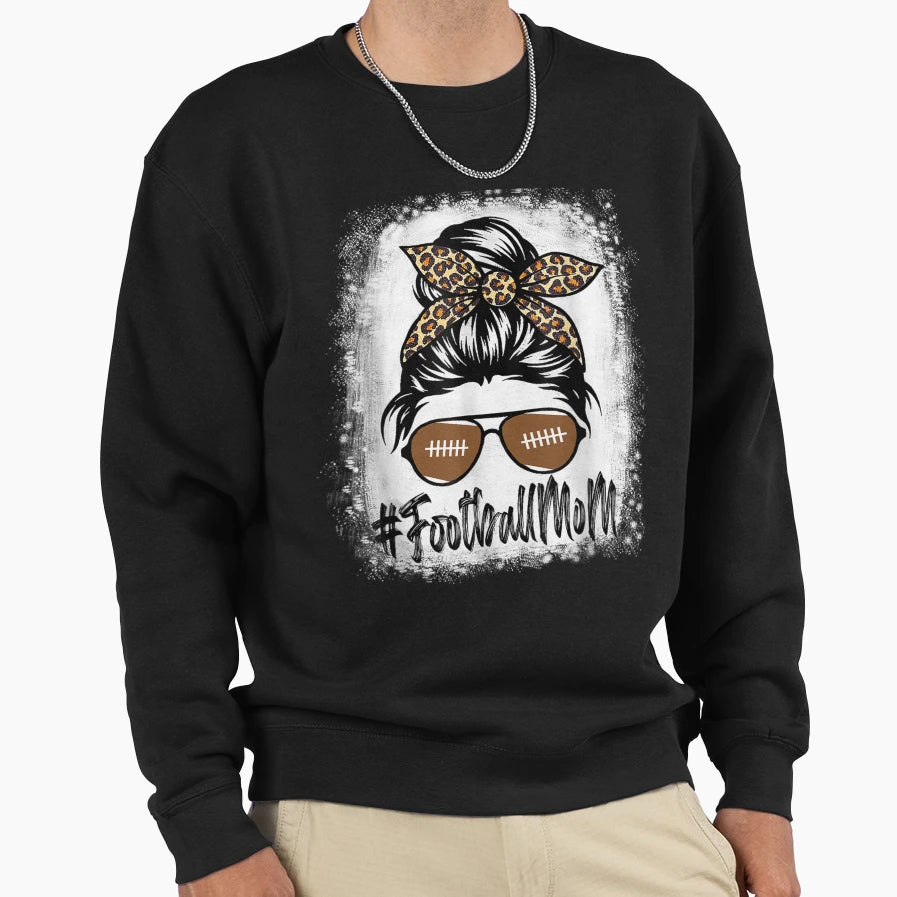 Bleached Football Mom Life Leopard Sweatshirt - Novelty Apparel Men Women - T-Shirt, Sweatshirt, Hoodie