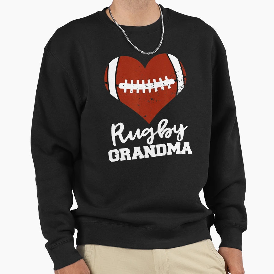 Rugby Grandma Heart Funny Proud Rugby Sweatshirt - Graphic Print Unisex - T-Shirt, Sweatshirt, Hoodie