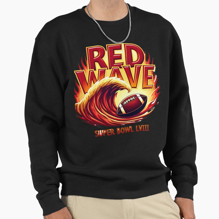 Red Wave Takeover Sweatshirt - Minimalist Print Men Women - T-Shirt, Sweatshirt, Hoodie