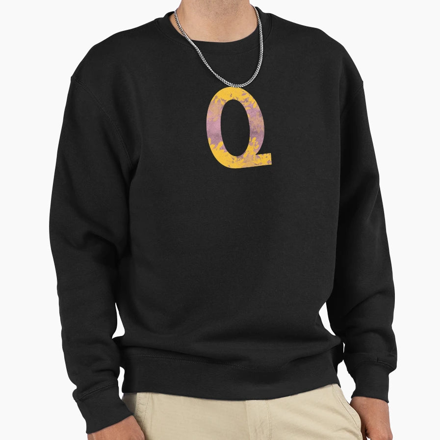Monogram Q Bold Floral Sweatshirt - Fun Novelty Design for Adults - T-Shirt, Sweatshirt, Hoodie
