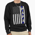 Thin Blue Line Papa Police Sweatshirt - Minimalist Print for Adults - T-Shirt, Sweatshirt, Hoodie