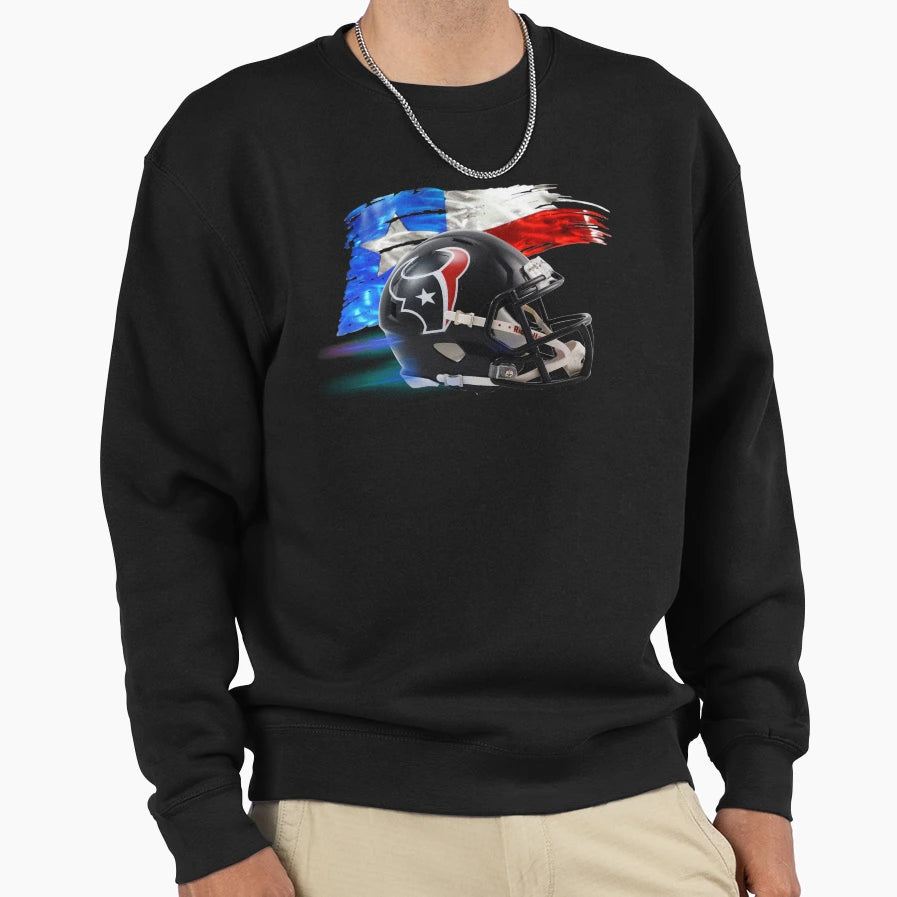 Houston Texas Football Helmet Sweatshirt - Novelty Apparel Men Women - T-Shirt, Sweatshirt, Hoodie
