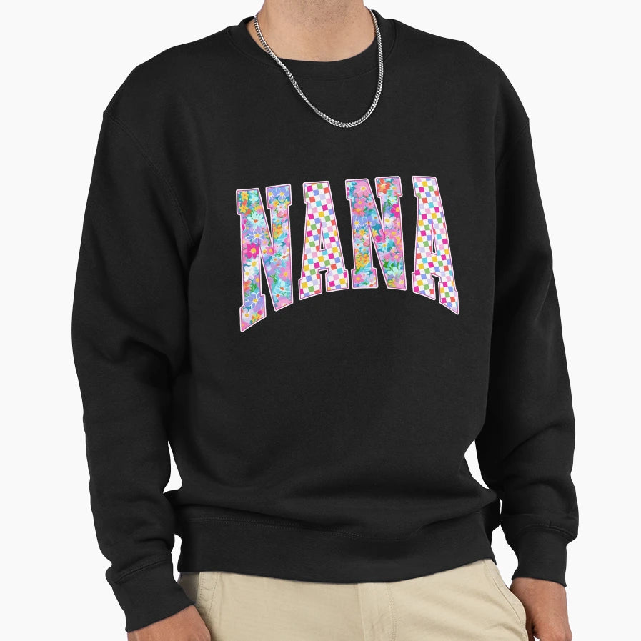 Mama Floral Checkered Sweatshirt - Novelty Apparel for Adults - T-Shirt, Sweatshirt, Hoodie
