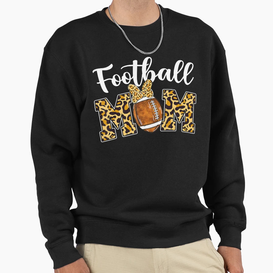 Leopard Football Mom Mothers Day Sweatshirt - Casual Everyday Wear Unisex - T-Shirt, Sweatshirt, Hoodie
