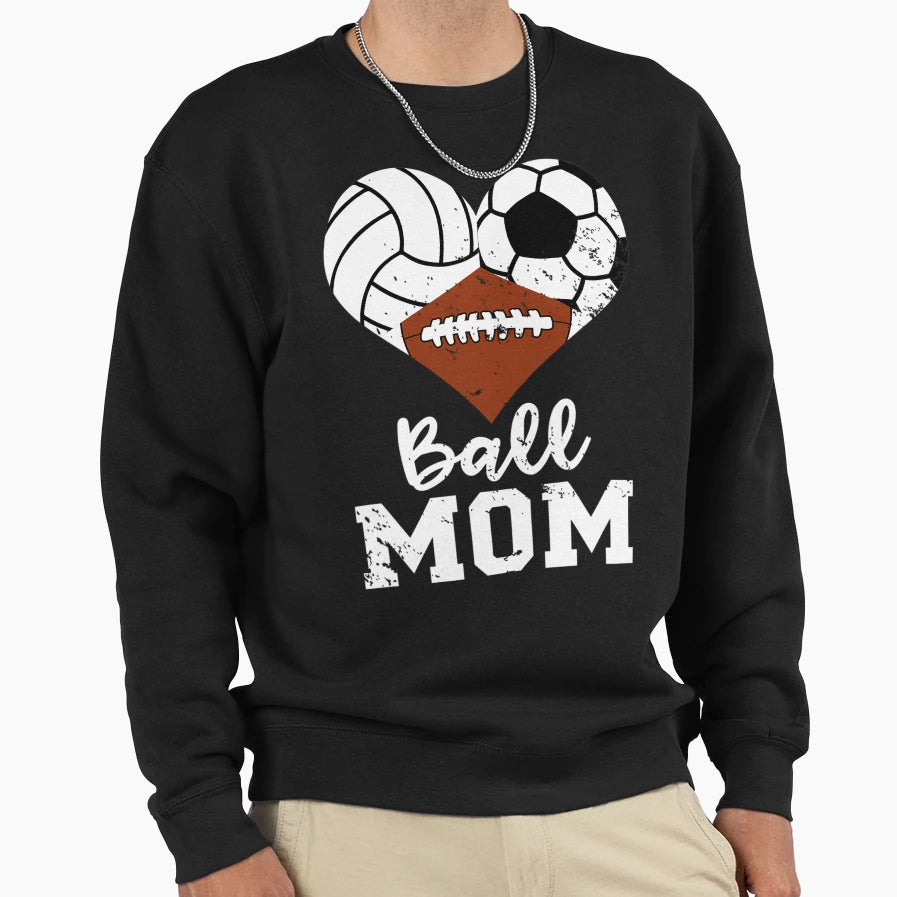 Ball Mom Funny Soccer Football Sweatshirt - Minimalist Print Unisex - T-Shirt, Sweatshirt, Hoodie