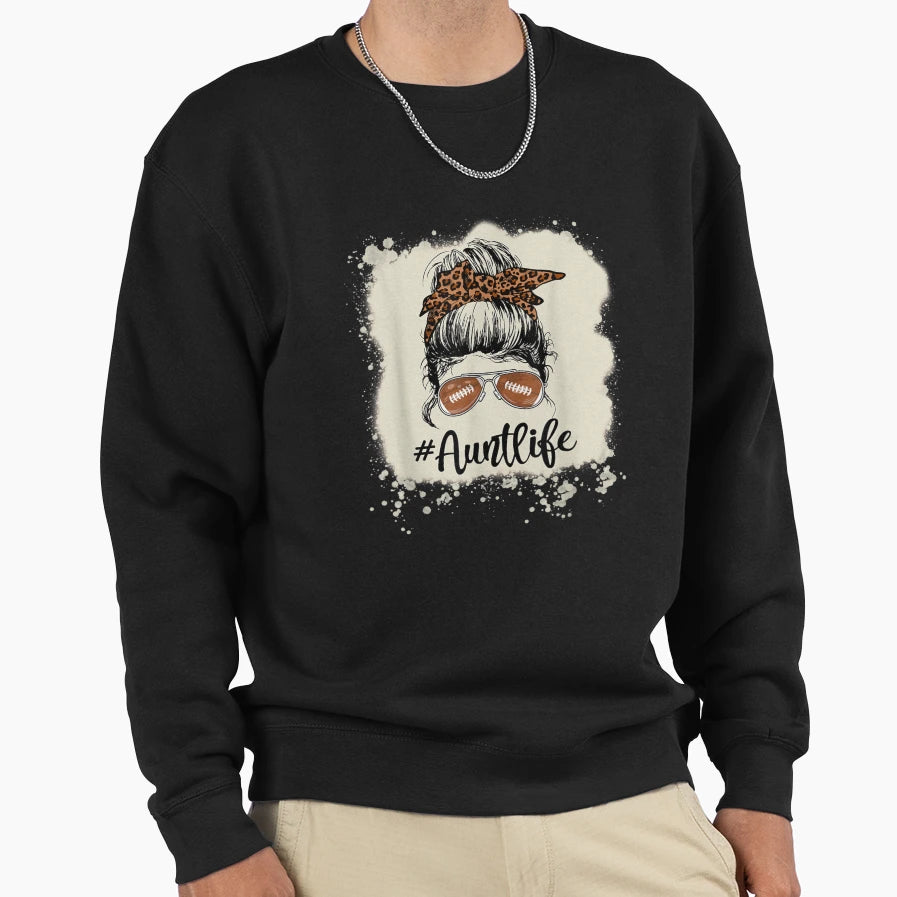 Football Leopard Football Aunt Life Sweatshirt - Fun Novelty Design Unisex - T-Shirt, Sweatshirt, Hoodie