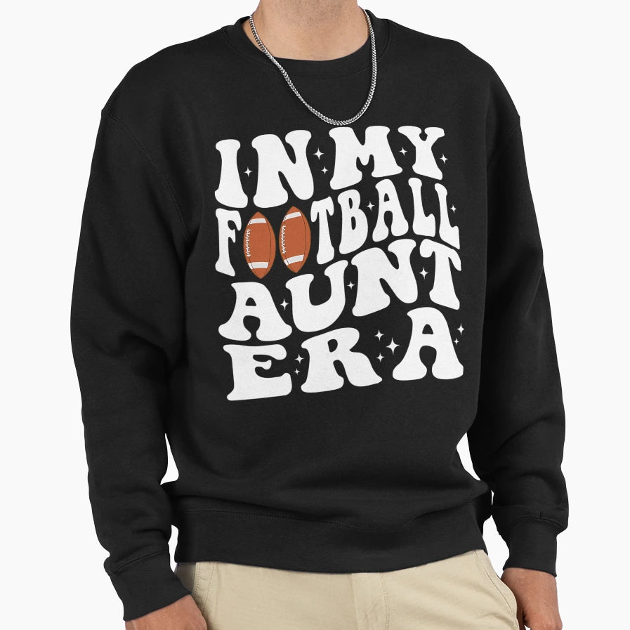 My Football Aunt Era Groovy Football Sweatshirt - Graphic Print Unisex - T-Shirt, Sweatshirt, Hoodie
