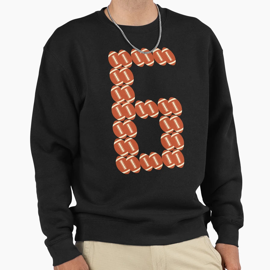 Player Number 6 Six American Football Sweatshirt - Minimalist Print Unisex - T-Shirt, Sweatshirt, Hoodie