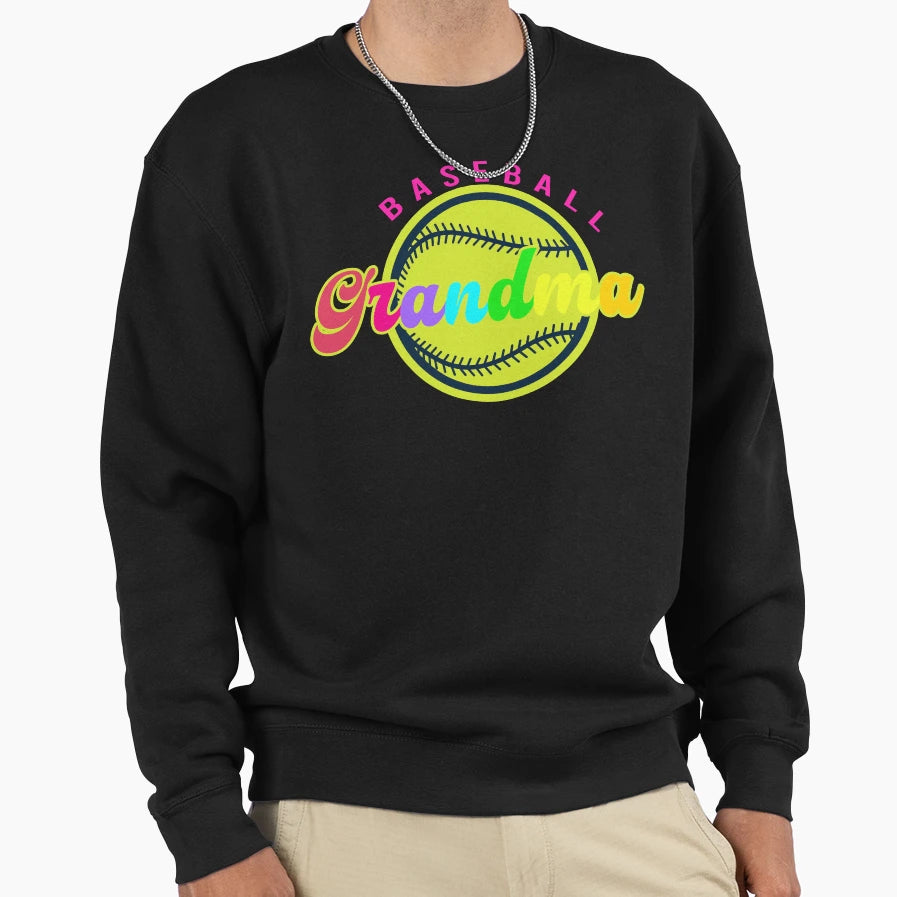 Baseball Grandma Neon Softball Sweatshirt - Unique Graphic Men Women - T-Shirt, Sweatshirt, Hoodie