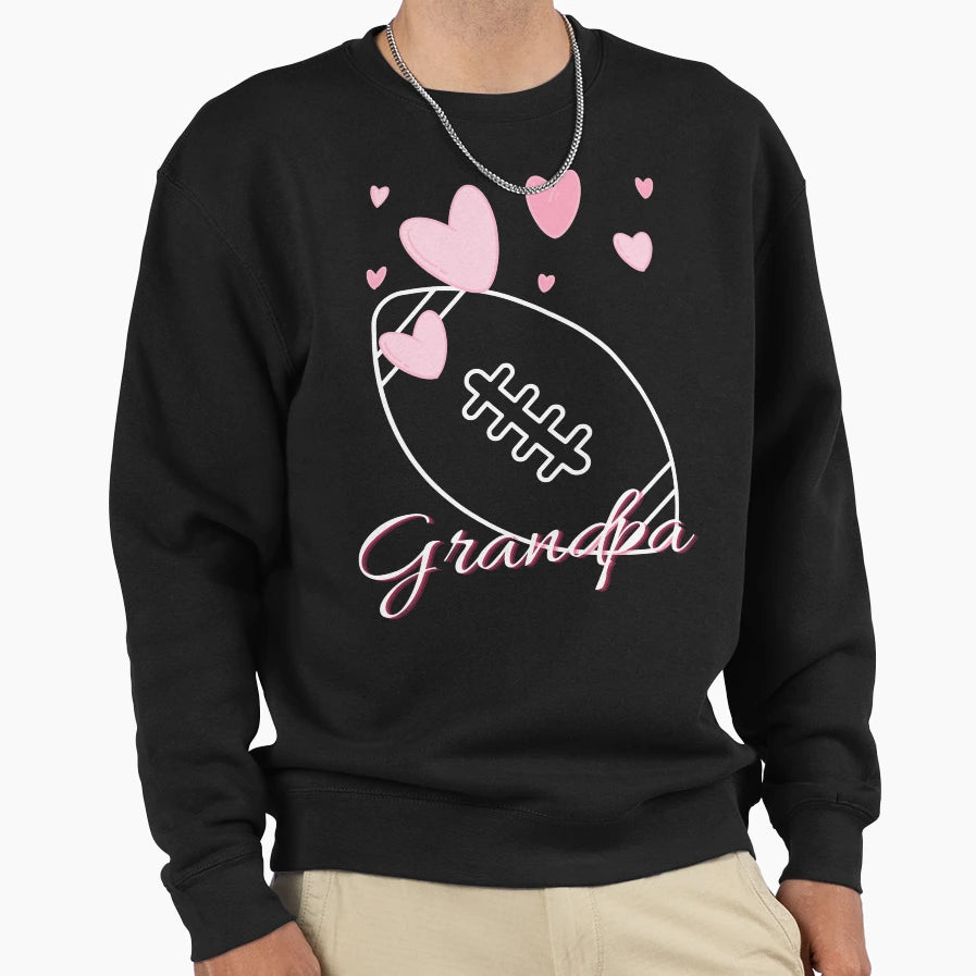Heart And Football Grandpa Sweatshirt - Streetwear Style for Adults - T-Shirt, Sweatshirt, Hoodie
