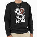 Ball Mom Heart Football Soccer Mom Sweatshirt - Minimalist Print Men Women - T-Shirt, Sweatshirt, Hoodie