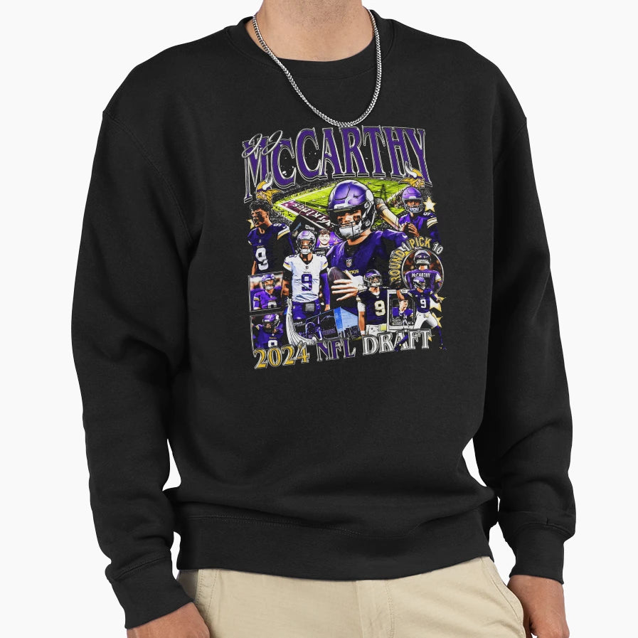 J J Mccarthy Bootleg Sweatshirt - Aesthetic Graphic for Adults - T-Shirt, Sweatshirt, Hoodie