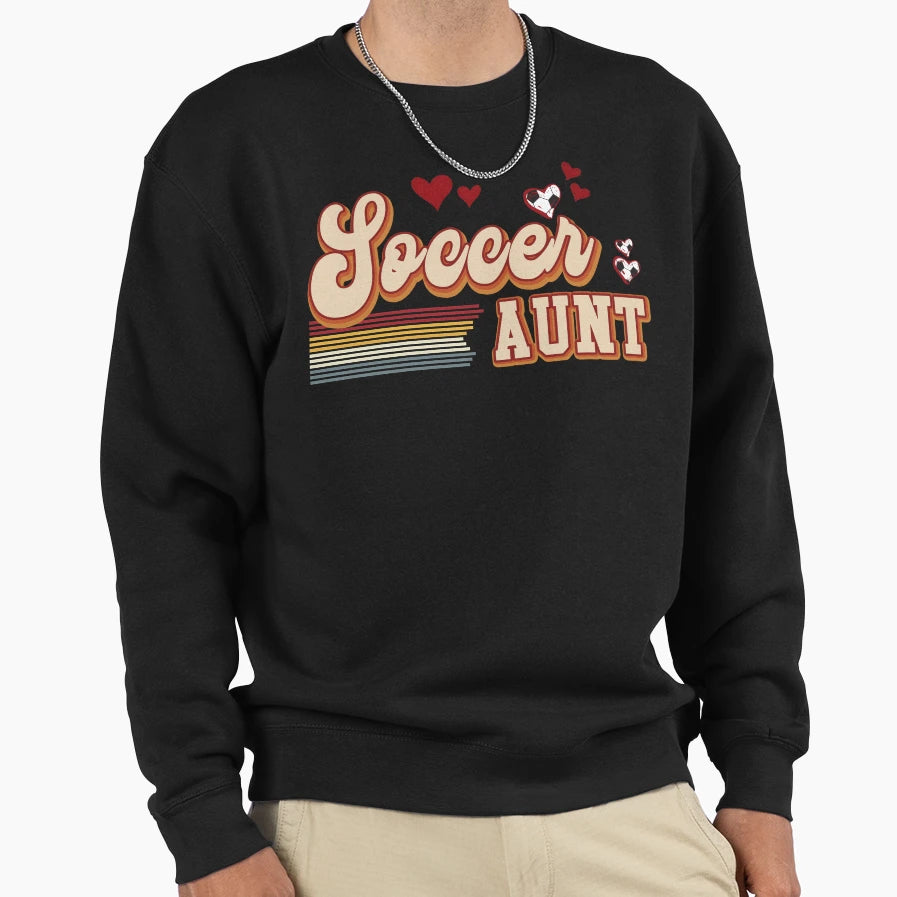 Soccer Aunt Hearts Sweatshirt - Unique Graphic Unisex - T-Shirt, Sweatshirt, Hoodie