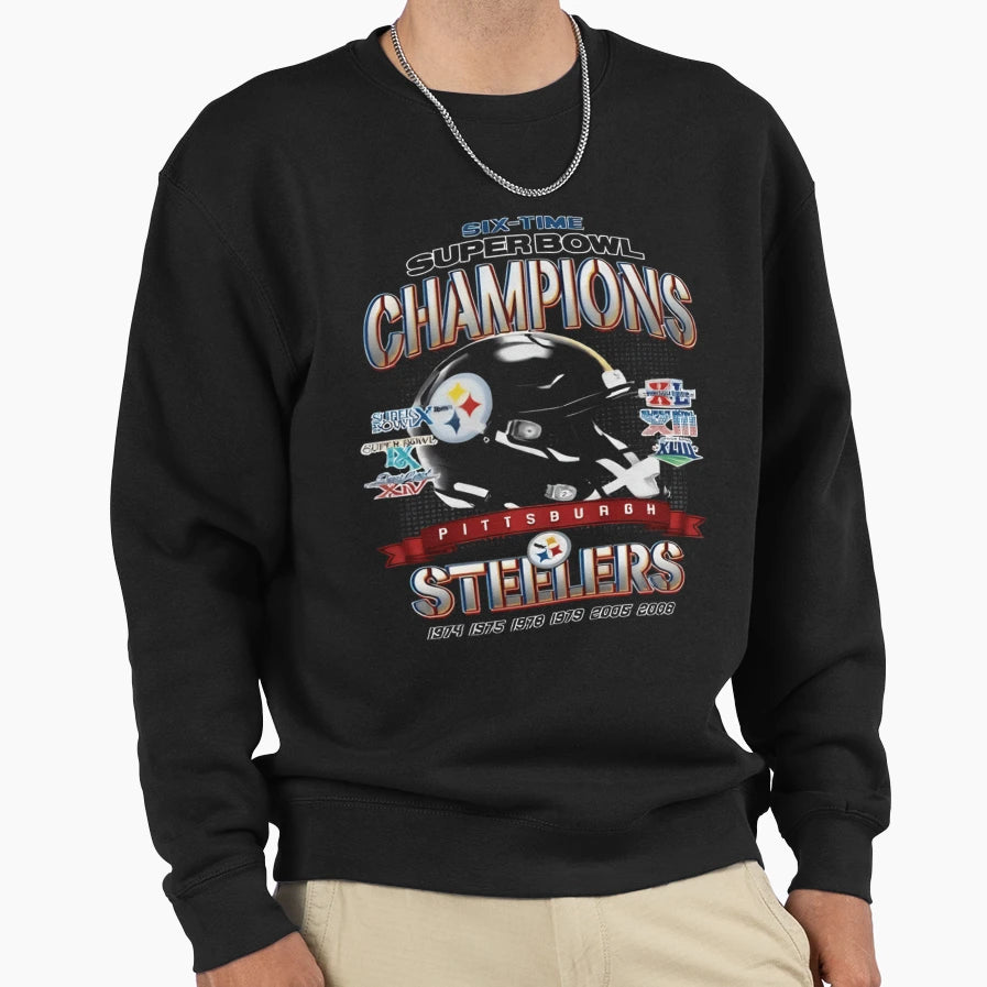 Pittsburgh Six Time Super Bowl Champions Sweatshirt - Graphic Print Unisex - T-Shirt, Sweatshirt, Hoodie