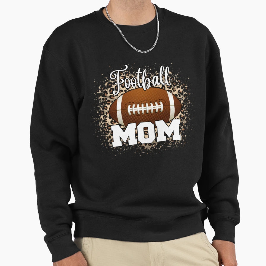 Football Mom Leopard Mothers Day Sweatshirt - Streetwear Style Unisex - T-Shirt, Sweatshirt, Hoodie
