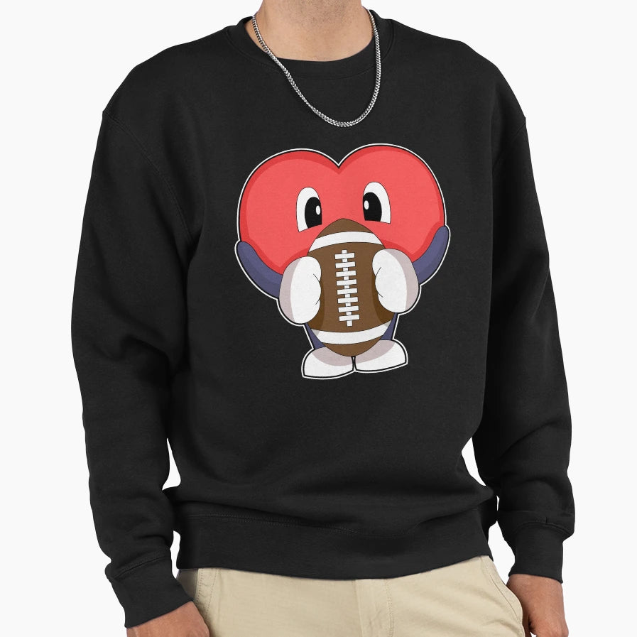 Heart American Football Sports Sweatshirt - Aesthetic Graphic for Adults - T-Shirt, Sweatshirt, Hoodie