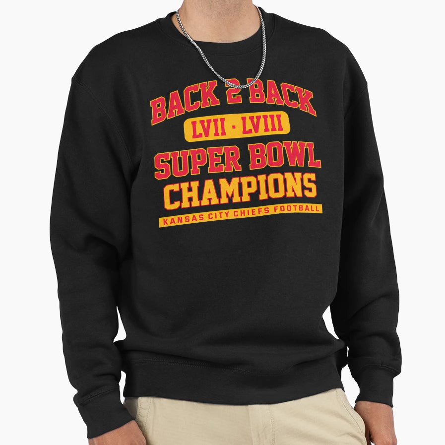 Back 2 Back Super Bowl Champions Sweatshirt - Minimalist Print Men Women - T-Shirt, Sweatshirt, Hoodie