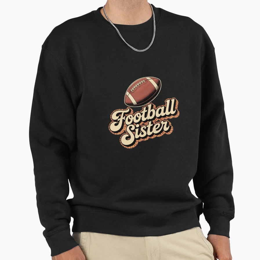 Leopard Football Sister Football Sweatshirt - Aesthetic Graphic for Adults - T-Shirt, Sweatshirt, Hoodie