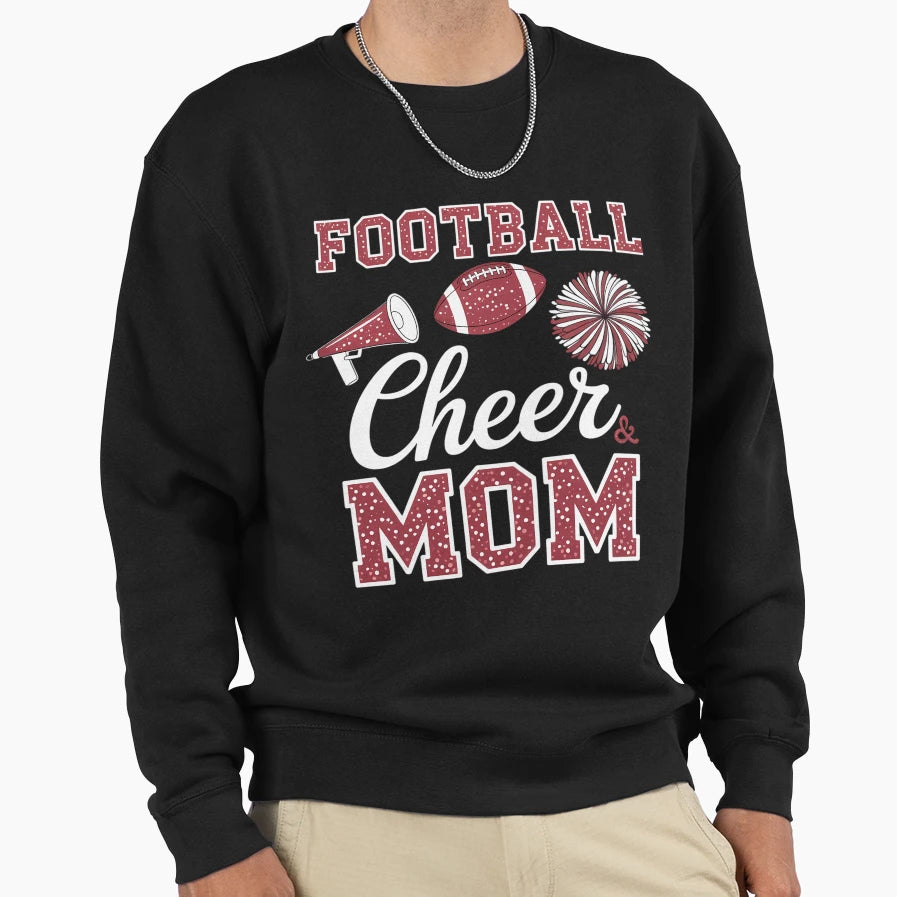 Loud Proud Football And Cheer Mom Sweatshirt - Unique Graphic Men Women - T-Shirt, Sweatshirt, Hoodie