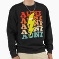Tennis Aunt Groovy Lightning Bolt Sweatshirt - Unique Graphic Unisex - T-Shirt, Sweatshirt, Hoodie