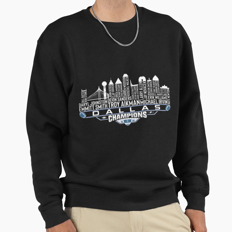 Dallas Football Dynasty Skyline Sweatshirt - Minimalist Print for Adults - T-Shirt, Sweatshirt, Hoodie