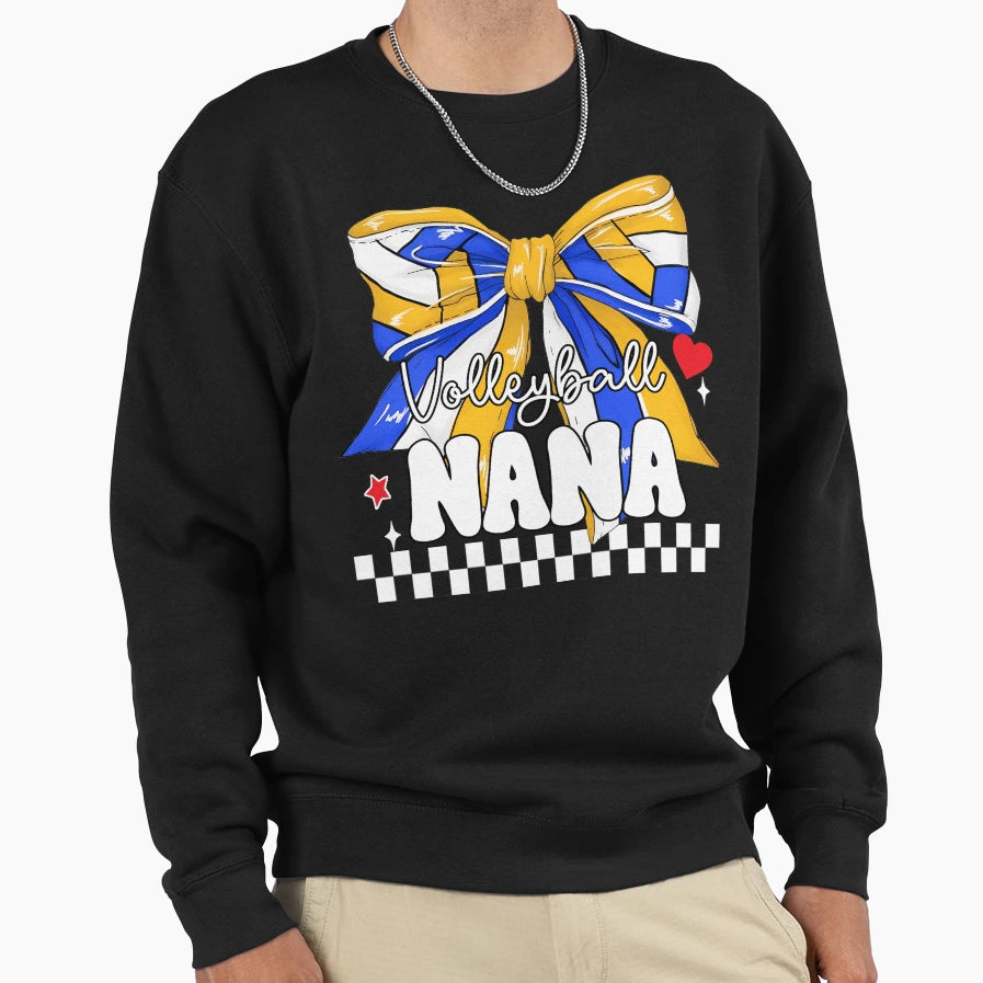Volleyball Nana Bow Team Colors Sweatshirt - Minimalist Print Men Women - T-Shirt, Sweatshirt, Hoodie