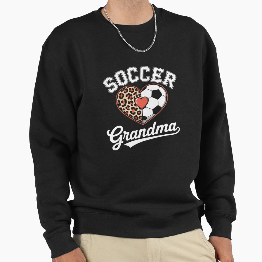 Soccer Grandma Leopard Heart Sweatshirt - Novelty Apparel Unisex - T-Shirt, Sweatshirt, Hoodie