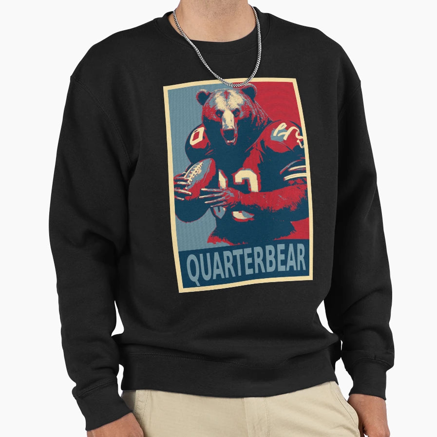 Quarterbear Bear Quarterback Sweatshirt - Minimalist Print for Adults - T-Shirt, Sweatshirt, Hoodie