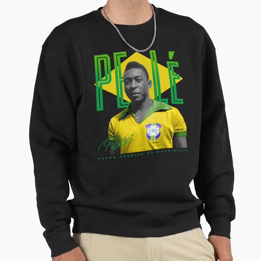 Pele Brazil Football Sweatshirt - Graphic Print for Adults - T-Shirt, Sweatshirt, Hoodie