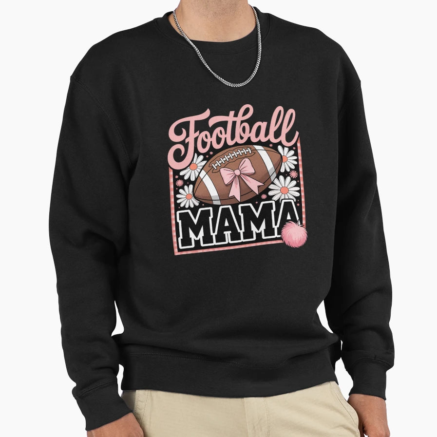 Coquette Bow Football Mama Game Day Sweatshirt - Trendy Graphic Unisex - T-Shirt, Sweatshirt, Hoodie