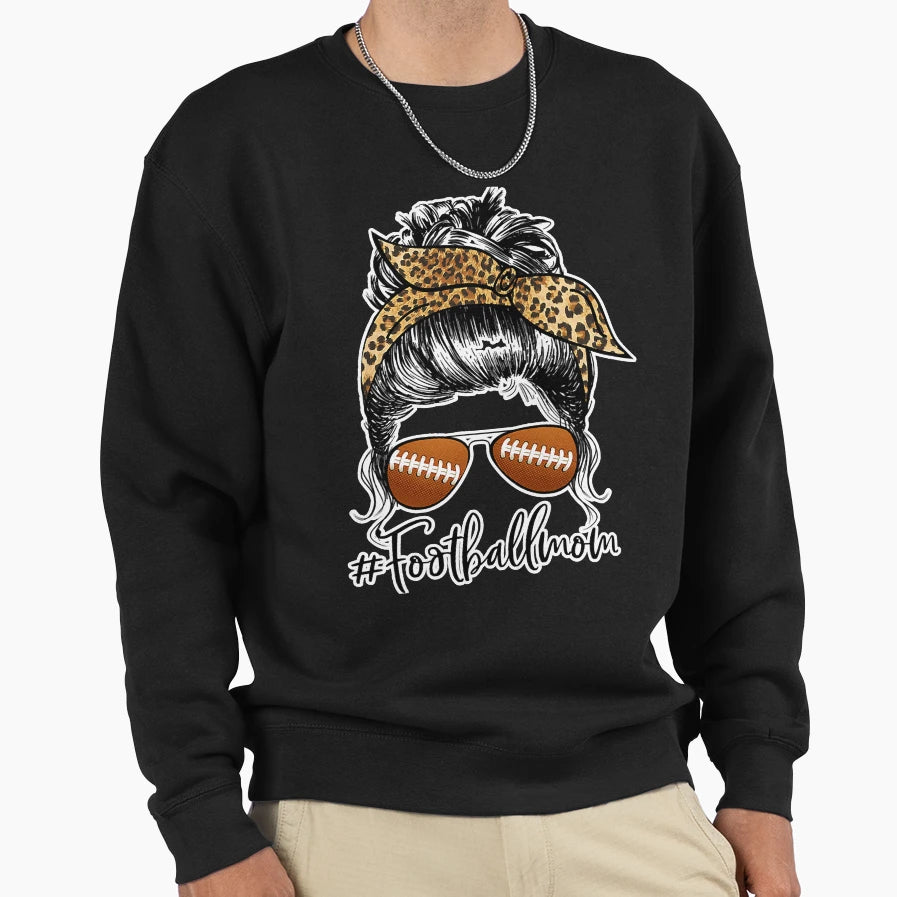 Football Mom Life Messy Bun Sport T-Shirt - Aesthetic Graphic Men Women - T-Shirt, Sweatshirt, Hoodie