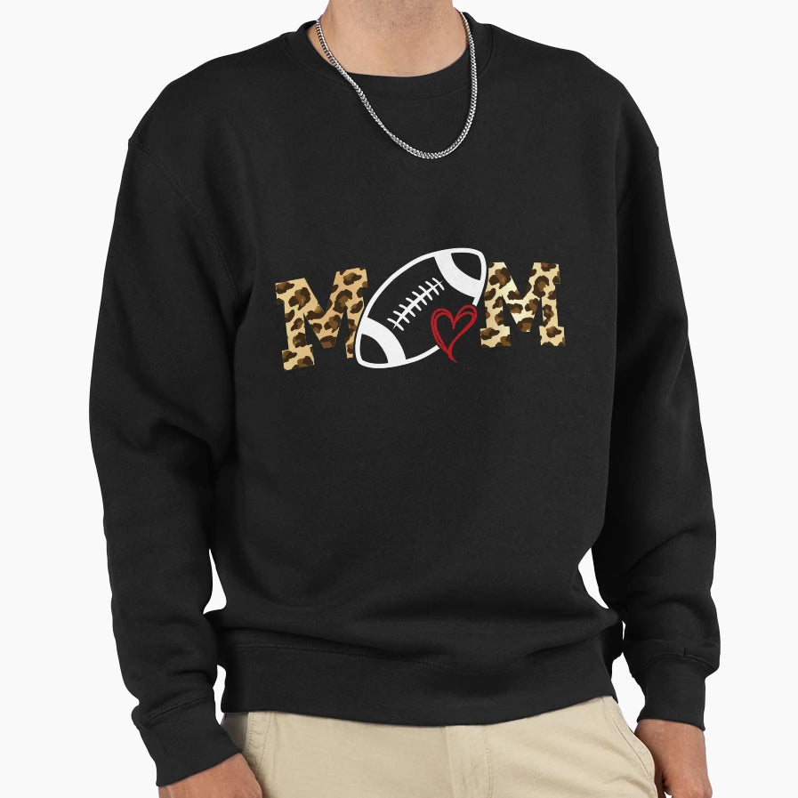 Football Mom Leopard Football Love Sweatshirt - Novelty Apparel for Adults - T-Shirt, Sweatshirt, Hoodie