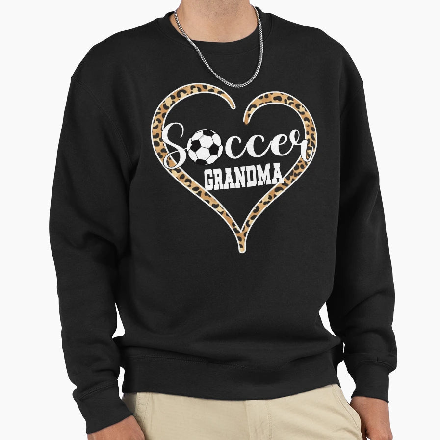 Leopard Heart Soccer Grandma T-Shirt - Aesthetic Graphic Unisex - T-Shirt, Sweatshirt, Hoodie