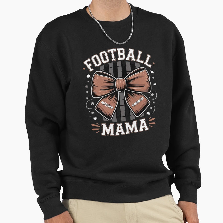 Football Mama Fall Coquette Bow Sweatshirt - Novelty Apparel Men Women - T-Shirt, Sweatshirt, Hoodie