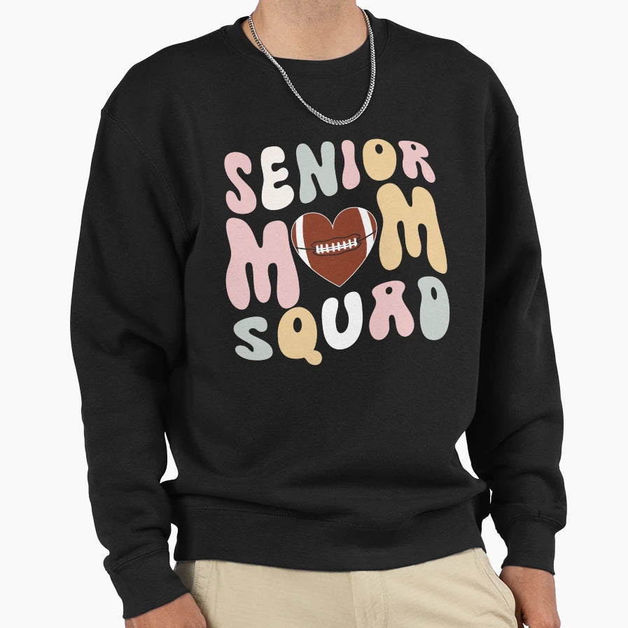 Senior Mom Squad American Football Rugby Sweatshirt - Unique Graphic Unisex - T-Shirt, Sweatshirt, Hoodie