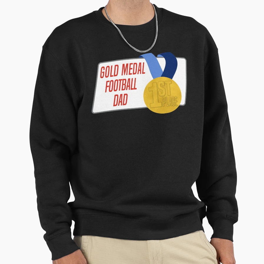 Football Dad Gold Medal Award Gift Sweatshirt - Aesthetic Graphic Unisex - T-Shirt, Sweatshirt, Hoodie