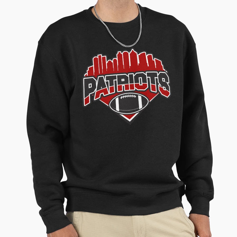 Patriots Football Skyline Sweatshirt - Fun Novelty Design for Adults - T-Shirt, Sweatshirt, Hoodie