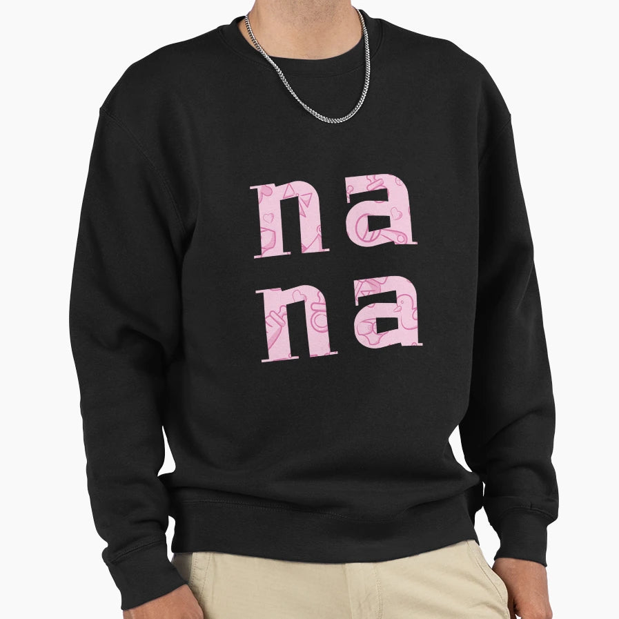 Nana Typography Art Light Blue Sweatshirt - Fun Novelty Design Unisex - T-Shirt, Sweatshirt, Hoodie