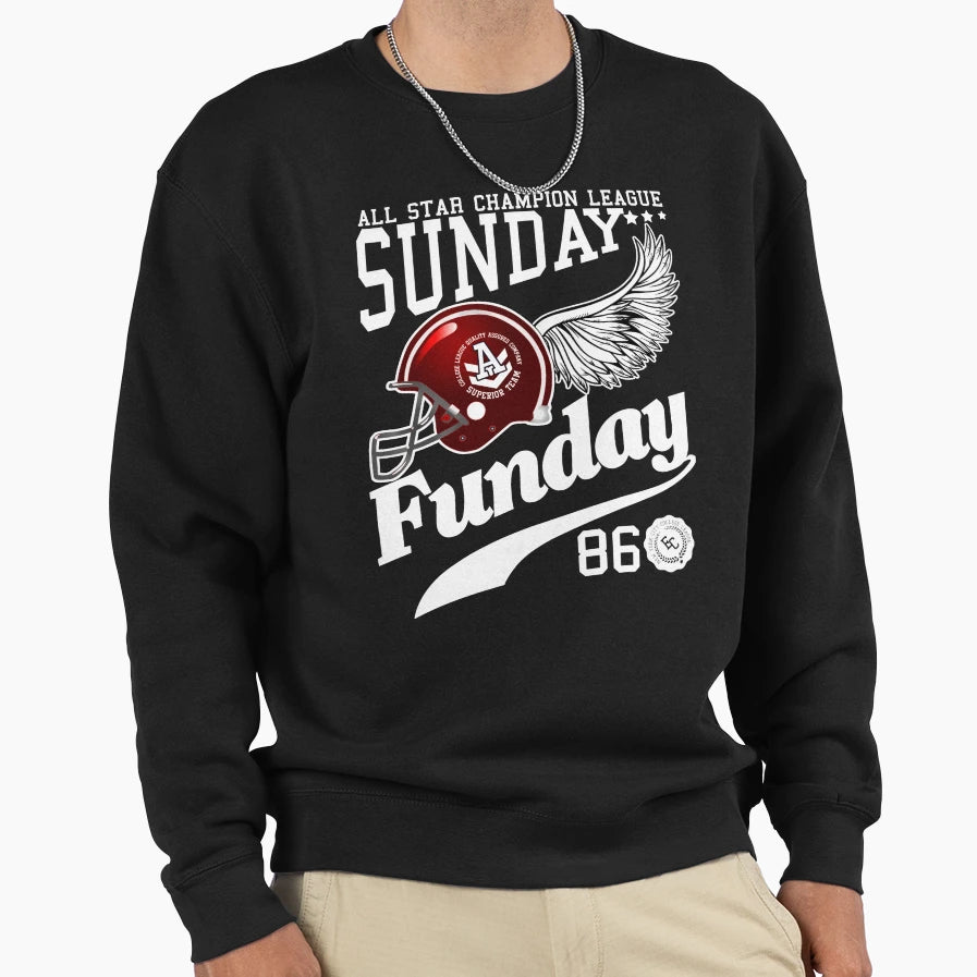 Sunday Funday Sports Wings Sweatshirt - Graphic Print Men Women - T-Shirt, Sweatshirt, Hoodie