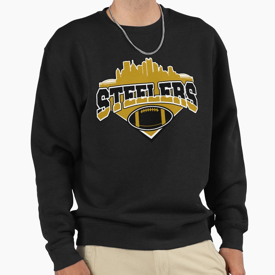 Steelers Football Skyline Football Sweatshirt - Novelty Apparel for Adults - T-Shirt, Sweatshirt, Hoodie