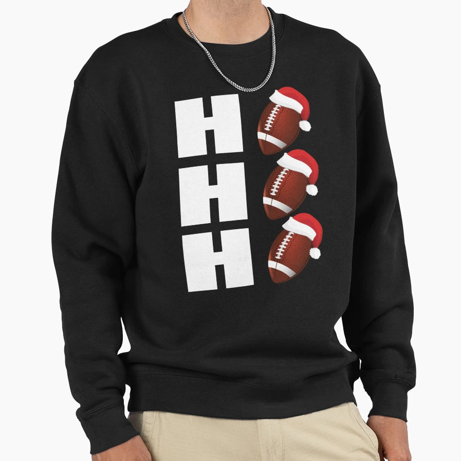 Ho Ho Ho Santa Hats Funny Football Sweatshirt - Trendy Graphic for Adults - T-Shirt, Sweatshirt, Hoodie