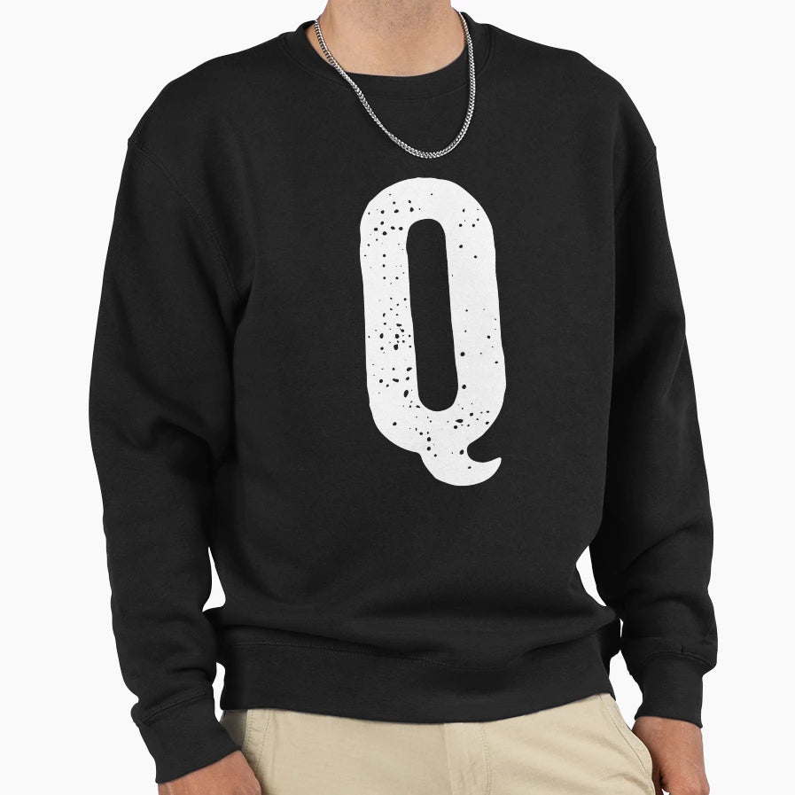 Big Letter Q Sweatshirt - Trendy Graphic Unisex - T-Shirt, Sweatshirt, Hoodie