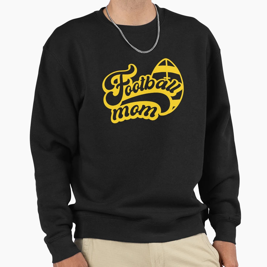 Football Mom Black And Yellow Sweatshirt - Custom Art Print Men Women - T-Shirt, Sweatshirt, Hoodie