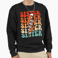 Football Sister Groovy Lightning Bolt Sweatshirt - Streetwear Style Unisex - T-Shirt, Sweatshirt, Hoodie